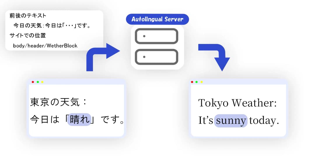 同型・類似テキストを区別して翻訳するイメージ